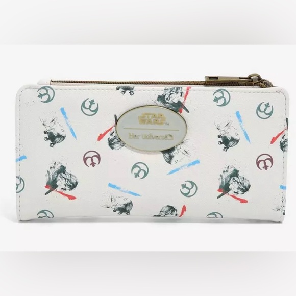 NWT Her Universe Star Wars Rey and Kylo lightsaber flap wallet - Picture 2 of 10